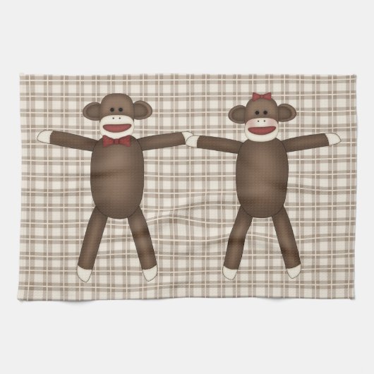 Schattige  Sock Monkey-T - shirts, cadeaus Theedoek (Horizontaal)