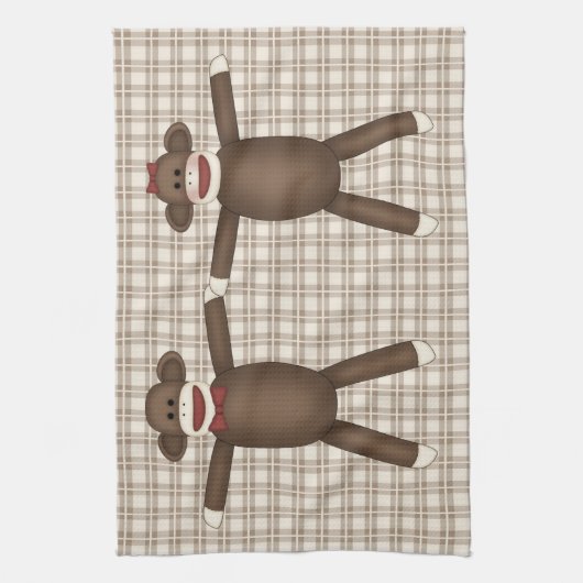 Schattige  Sock Monkey-T - shirts, cadeaus Theedoek (Verticaal)