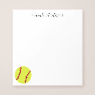 Schattige Softball gepersonaliseerd Notitieblok