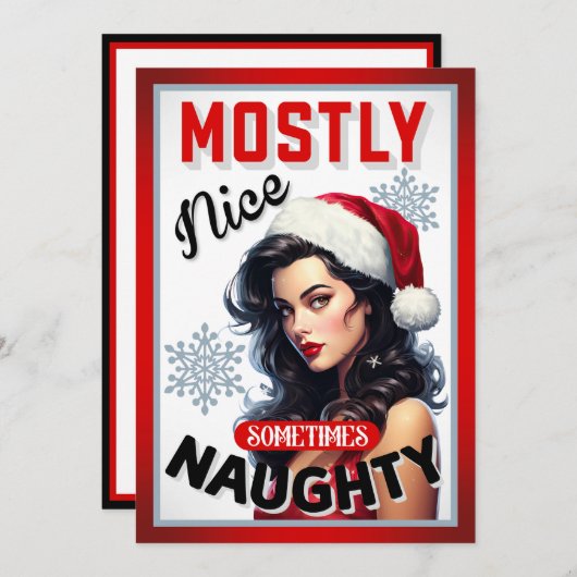 Schattige Soms Ondeugend Retro Kerst Pinup Kaart (Voorkant / Achterkant)