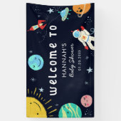 Schattige Space Theme Baby shower Welkom Spandoek (Verticaal)