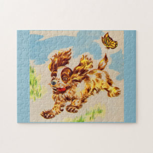 schattige spanielpupil op de vlucht legpuzzel
