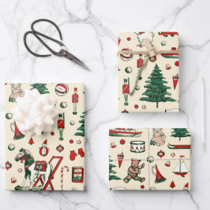 Schattige  speelgoed kerstboom paard inpakpapier vel