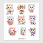 Schattige speels kat Collectie Sticker (Vel)