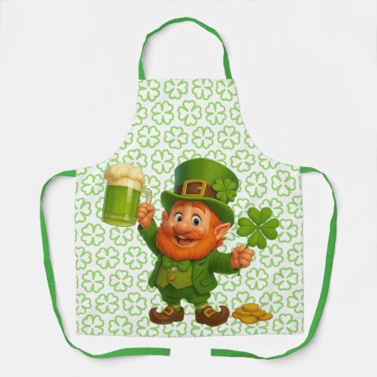 Schattige/speelse kabouter St. Patrick's Day Schort (Voorkant)