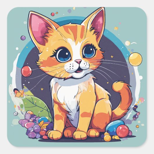 Schattige speelse Kinder kat Sticker (Voorkant)