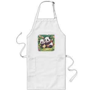 Schattige speelse kleine panda's - Anime stijl Lang Schort
