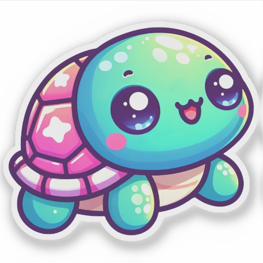 Schattige speelse kleurrijke Shell Turtle Sticker (Voorkant)