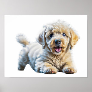 Schattige speelse poedelpuppy poster