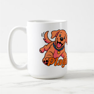 Schattige speelse puppy cartoonkunst met Play-typo Koffiemok