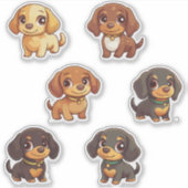 Schattige speelse teckel Cartoon Dog Sticker Art (Voorkant)