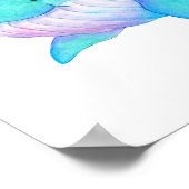 Schattige speelse walvis hart spuitende kinderkame poster (Hoek)