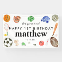 Schattige Spel Tijd Sport Balls Kids Verjaardag We