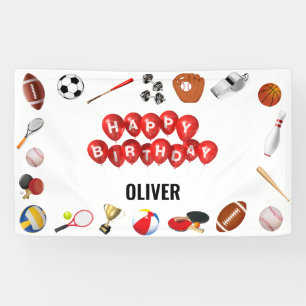Schattige Spel Tijd Sport Balls Kids Verjaardag We Spandoek