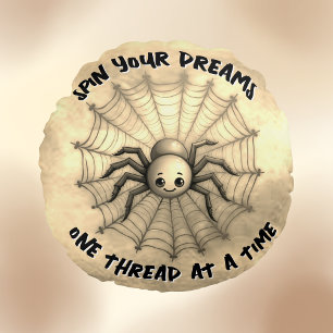 Schattige Spider Inspirerend Quote Monogram op bei Rond Kussen