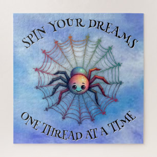 Schattige Spider Inspirerend Quote Monogram op bla Legpuzzel