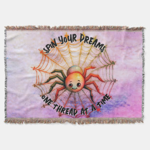 Schattige Spider Inspirerend Quote Monogram op roz Deken