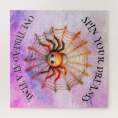 Schattige Spider Inspirerend Quote Monogram op roz Legpuzzel (Horizontaal)