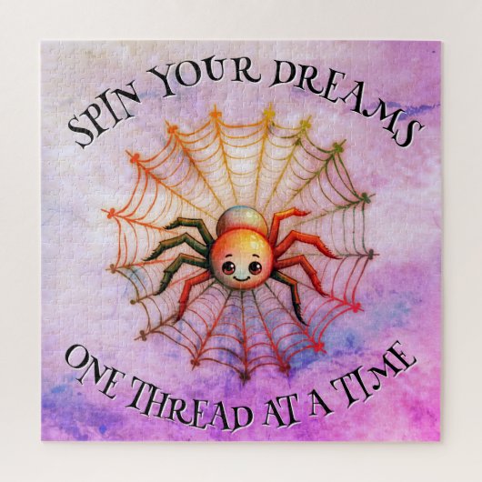 Schattige Spider Inspirerend Quote Monogram op roz Legpuzzel (Verticaal)