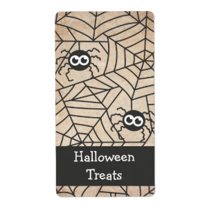 Schattige Spinnen, Halloween, Grunge en Gritty Etiket