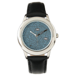 Schattige Spinnen, Spinnenweb, Halloween Horloge