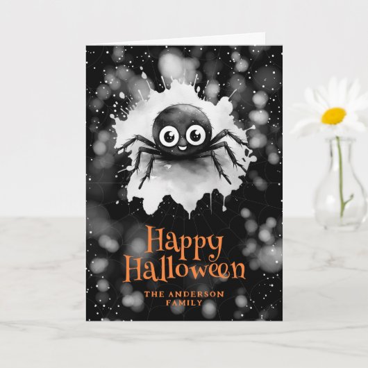 Schattige spinnenweb blij Halloween Kaart (Kleine Plant)