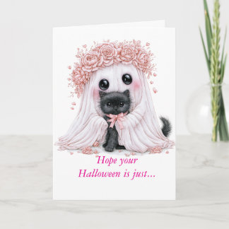 Schattige spook- en katten Halloween kaart