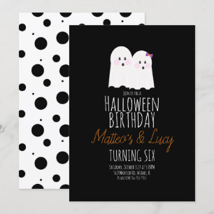 Schattige spook Halloween tweeling kinderverjaarda Kaart