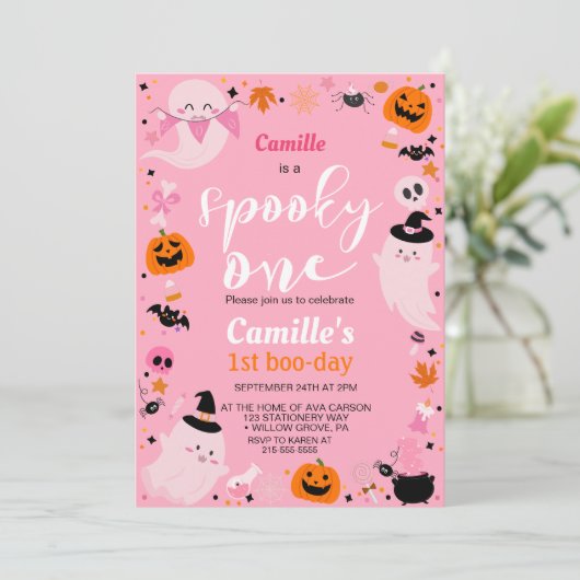 Schattige spook Halloween Verjaardag Kaart (Staand voorkant)