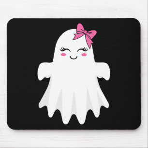 Schattige spook met boog boe boe halloween kostuum muismat