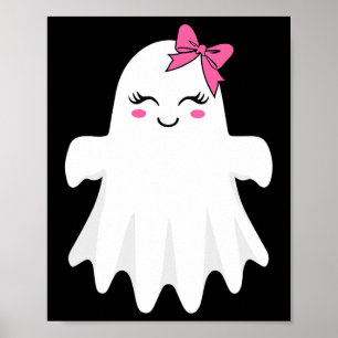 Schattige spook met boog boe boe halloween kostuum poster