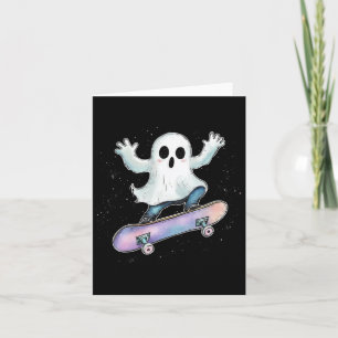Schattige spook op skateboard grappig Halloween Sk Kaart