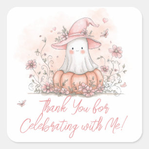Schattige spook verjaardag bedankt vierkante sticker