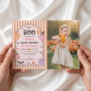 Schattige spook verjaardagsuitnodiging foto kaart