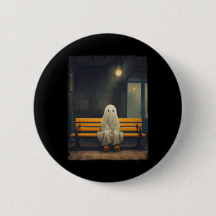 Schattige spook wachten zittend op stoel hallow Ronde Button 5,7 Cm