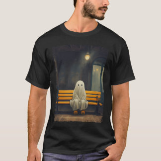  Schattige spook wachten zittend op stoel hallow T-shirt
