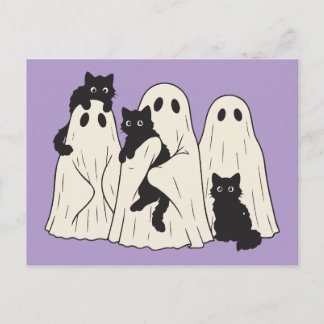 Schattige spookachtige geesten en zwarte katten Ha Briefkaart