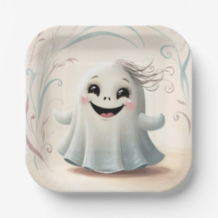 Schattige Spookachtige Vriend Halloween Design Papieren Bordje