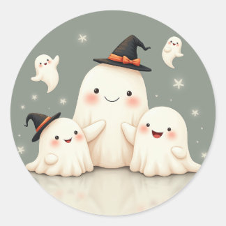 Schattige spookfamilie ronde sticker