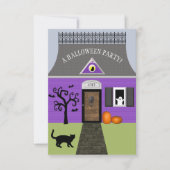 Schattige spookhuis Halloween uitnodiging klein (Voorkant)