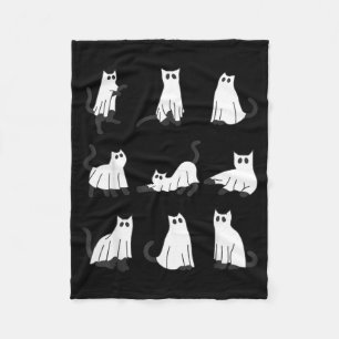 Schattige spookkat grappig Halloween-ontwerp spook Fleece Deken