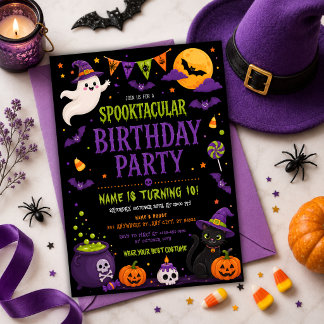 Schattige spookkinder Halloween verjaardagsfeestje Kaart