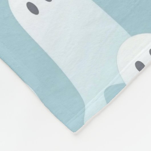 Schattige spookpatroon lichtblauw fleece deken (Hoek)