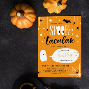 Schattige Spooktacular Kinderen Halloween Verjaard Folie Uitnodiging