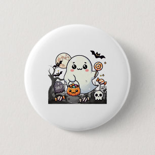 Schattige spookvrienden Halloween Geest Pompoen Ma Ronde Button 5,7 Cm