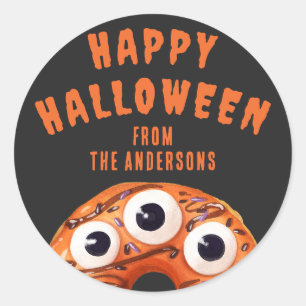 Schattige Spooky Cookie Halloween Sinaasappel Zwar Ronde Sticker
