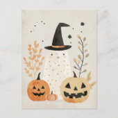 Schattige & Spooky Ghost met Jack-o'-Lanterns Hall Briefkaart (Voorkant)