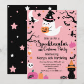 Schattige & Spooky Ghost Roze Halloween Verjaardag Kaart (Voorkant / Achterkant)