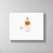 Schattige Spooky Golden Retriever Ghost Classic T- Canvas Afdruk (Voorkant)