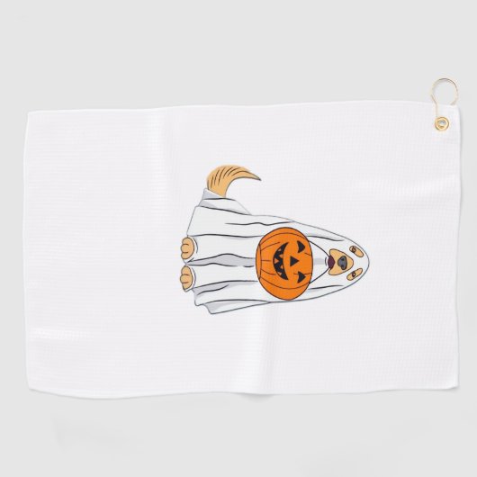 Schattige Spooky Golden Retriever Ghost Classic T- Golfhanddoek (Horizontaal)